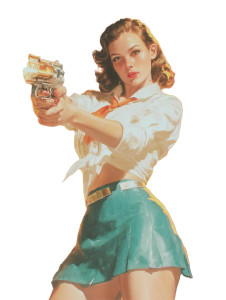 Space Gun Woman Vinyl Car Decal Sticker – Waterproof & UV-Resistant 