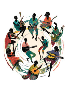Musicians In Circle Vinyl Car Decal Sticker – Waterproof & UV-Resistant 