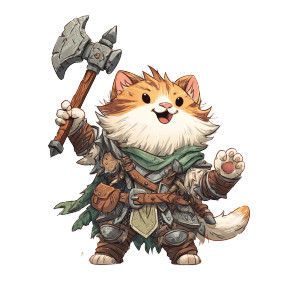 D&D Cat Fighter Vinyl Car Decal Sticker – Waterproof & UV-Resistant 