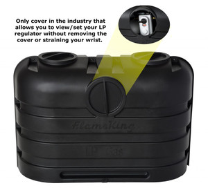 Flame King Propane Tank Cover | Flying Debris Protection | For Dual 20 Pound Cylinder | Easy Access Port | Heavy-Duty Black Polypropylene