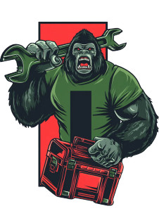 Angry Toolbox Gorilla Vinyl Car Decal Sticker – Waterproof & UV-Resistant 