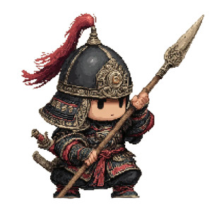 Chibi Chinese Spearman Vinyl Car Decal Sticker – Waterproof & UV-Resistant 