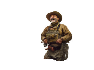 Joyful Fisherman Portrait Vinyl Car Decal Sticker – Waterproof & UV-Resistant 