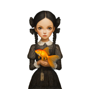 Girl With Goldfish Vinyl Car Decal Sticker – Waterproof & UV-Resistant 