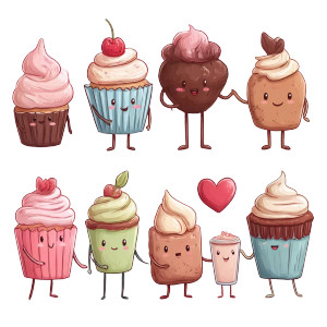 Cute Cupcake Characters Vinyl Car Decal Sticker – Waterproof & UV-Resistant 