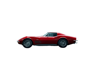 Red Corvette Speeding Vinyl Car Decal Sticker – Waterproof & UV-Resistant 