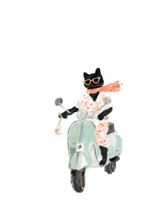 Playful Cat Vespa Vinyl Car Decal Sticker – Waterproof & UV-Resistant 