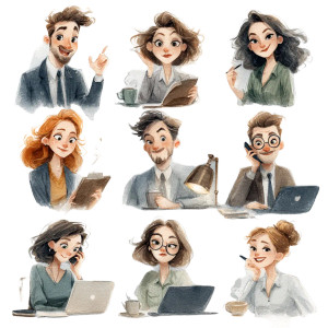 Office Professionals Cartoon Vinyl Car Decal Sticker – Waterproof & UV-Resistant 