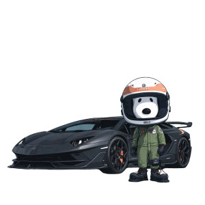 Snoopy With Lamborghini Vinyl Car Decal Sticker – Waterproof & UV-Resistant 