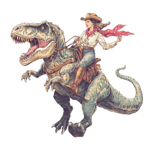 Cowgirl On T-Rex Vinyl Car Decal Sticker – Waterproof & UV-Resistant Cowgirl On T-Rex Vinyl Car Decal Sticker – Waterproof & UV-Resistant