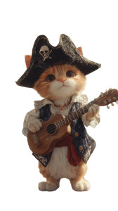 Pirate Kitten Musician Vinyl Car Decal Sticker – Waterproof & UV-Resistant 