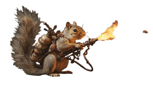 Squirrel With Flamethrower Vinyl Car Decal Sticker – Waterproof & UV-Resistant 