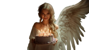 Angel With Cake Vinyl Car Decal Sticker – Waterproof & UV-Resistant 