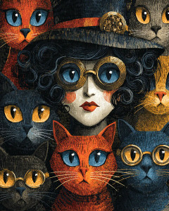 Retro Woman With Cats Vinyl Car Decal Sticker – Waterproof & UV-Resistant 