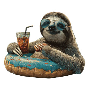 Retro Sloth Float Vinyl Car Decal Sticker – Waterproof & UV-Resistant 