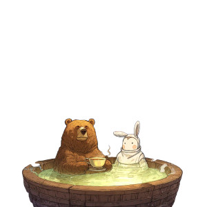 Bear And Bunny Relax Vinyl Car Decal Sticker – Waterproof & UV-Resistant 