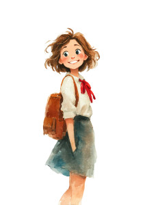 Happy School Girl V2 Vinyl Car Decal Sticker – Waterproof & UV-Resistant 