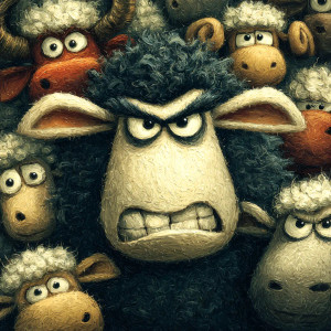 Angry Sheep Crowd Vinyl Car Decal Sticker – Waterproof & UV-Resistant 