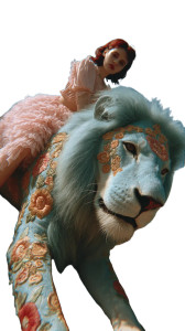 Embroidered Lion Rider Vinyl Car Decal Sticker – Waterproof & UV-Resistant 