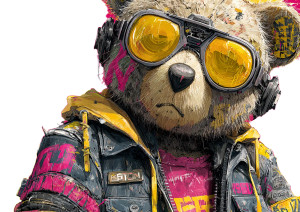 Cyberpunk Teddy Bear Vinyl Car Decal Sticker – Waterproof & UV-Resistant Cyberpunk Teddy Bear Vinyl Car Decal Sticker – Waterproof & UV-Resistant