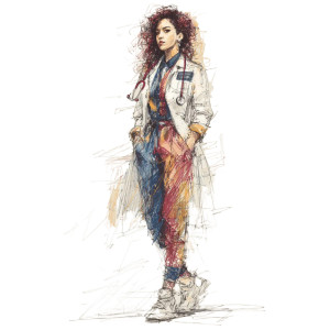 Colorful Female Doctor Vinyl Car Decal Sticker – Waterproof & UV-Resistant 