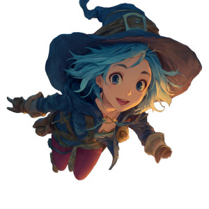 Blue-Haired Witch V2 Vinyl Car Decal Sticker – Waterproof & UV-Resistant 