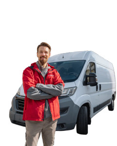 Delivery Guy With Van Vinyl Car Decal Sticker – Waterproof & UV-Resistant 