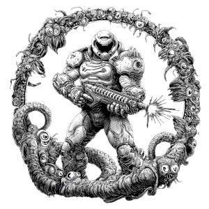 Doom Slayer Horror Vinyl Car Decal Sticker – Waterproof & UV-Resistant 