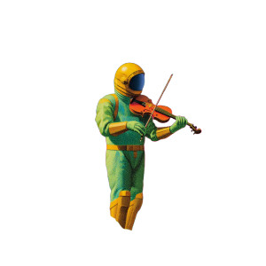 Golden Astronaut Violinist Vinyl Car Decal Sticker – Waterproof & UV-Resistant 