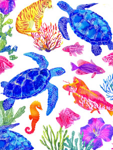 Colorful Marine Life Vinyl Car Decal Sticker – Waterproof & UV-Resistant 