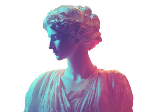 Greek Goddess Synthwave Vinyl Car Decal Sticker – Waterproof & UV-Resistant 