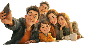 Happy Family Selfie V5 Vinyl Car Decal Sticker – Waterproof & UV-Resistant 