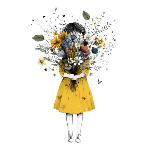 Girl With Bouquet V2 Vinyl Car Decal Sticker – Waterproof & UV-Resistant 