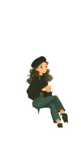 Girl In Cafe V3 Vinyl Car Decal Sticker – Waterproof & UV-Resistant 