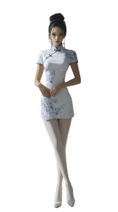 Elegant Qipao Portrait V4 Vinyl Car Decal Sticker – Waterproof & UV-Resistant 