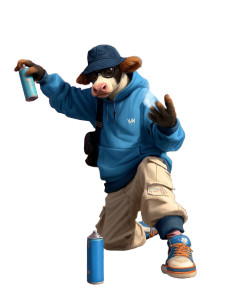 Streetwear Cow Artist Vinyl Car Decal Sticker – Waterproof & UV-Resistant 