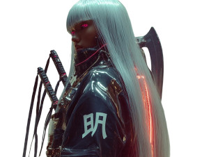 Cyberpunk Warrior Girl V12 Vinyl Car Decal Sticker – Waterproof & UV-Resistant 