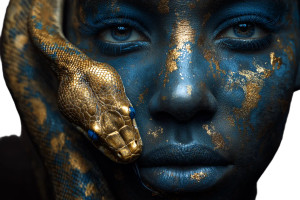 Golden Snake Portrait Vinyl Car Decal Sticker – Waterproof & UV-Resistant 