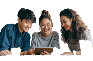 Happy Professionals Collaborating Vinyl Car Decal Sticker – Waterproof & UV-Resistant 