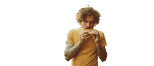 Man Eating Pizza V3 Vinyl Car Decal Sticker – Waterproof & UV-Resistant 