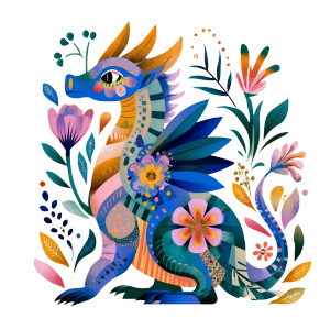 Floral Dragon Vector Vinyl Car Decal Sticker – Waterproof & UV-Resistant 