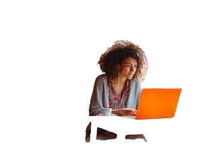 Café Laptop Moment Vinyl Car Decal Sticker – Waterproof & UV-Resistant 