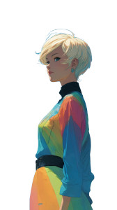 Futuristic Rainbow Woman Vinyl Car Decal Sticker – Waterproof & UV-Resistant 