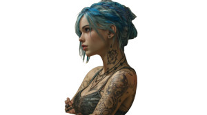 Blue-Haired Girl V9 Vinyl Car Decal Sticker – Waterproof & UV-Resistant 