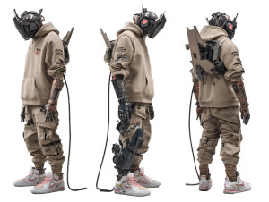 Cyberpunk Humanoid Design Vinyl Car Decal Sticker – Waterproof & UV-Resistant 