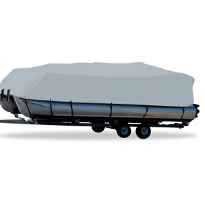 Protect Your Pontoon Boat with Carver Performance Poly-Guard Boat Cover | Fits 18.5 Ft with 102" Beam | Water Repellant & UV Protection | Haze Gray Polyester | Heavy-Duty Tie-Down Straps
