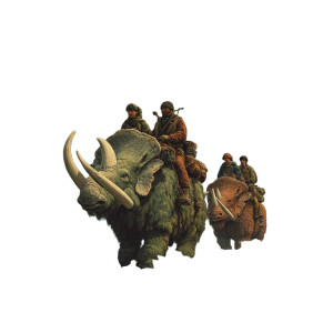 Mammoth Triceratops Riders Vinyl Car Decal Sticker – Waterproof & UV-Resistant 