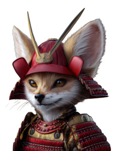 Chibi Fox Samurai Vinyl Car Decal Sticker – Waterproof & UV-Resistant 