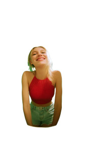 Confident Blonde Smiling Vinyl Car Decal Sticker – Waterproof & UV-Resistant 