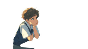 Thoughtful Japanese Boy Vinyl Car Decal Sticker – Waterproof & UV-Resistant 